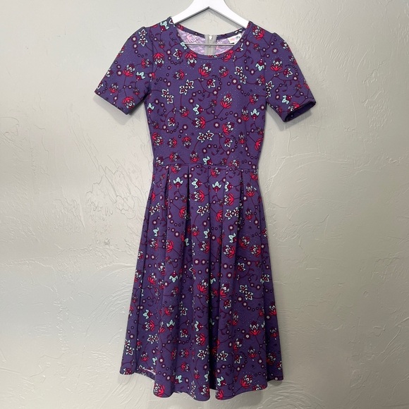 LuLaRoe Amelia Purple Dress‎ Size xs pockets - Picture 1 of 14